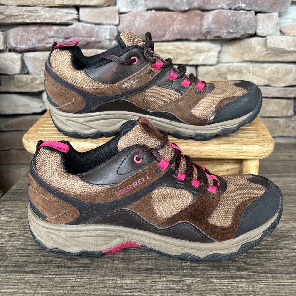 Merrell Women's Leather/Suede Stable Hiking Shoe ~ Hot Pink Accent Size 8.5